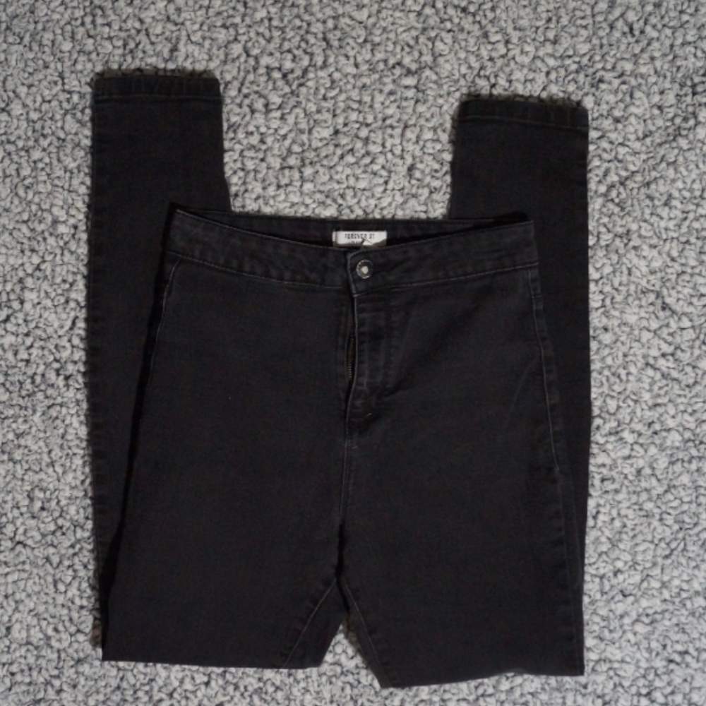 Forever 21 Black High Waisted Mid Rise Jeans